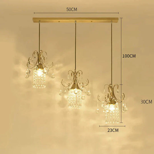 Light Luxury Small Chandelier Single Head Crystal Dining Room American Bar Porch Corridor