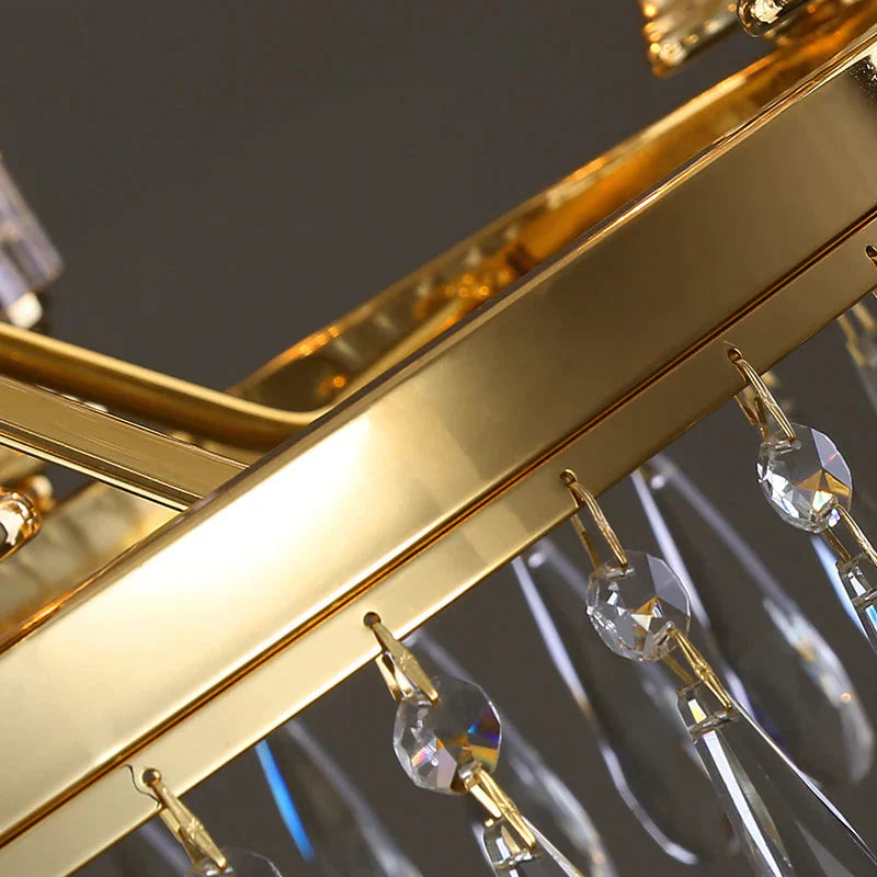 Round Crystal Chandelier Light Luxury Living Room Lamp Bedroom Exhibition Hall Pendant