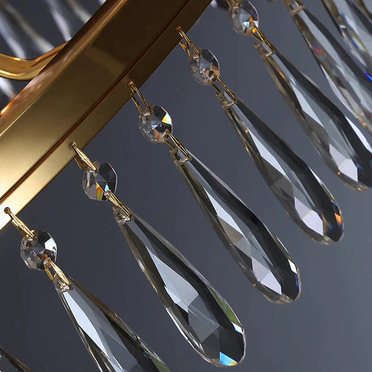Round Crystal Chandelier Light Luxury Living Room Lamp Bedroom Exhibition Hall Pendant