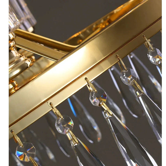 Round Crystal Chandelier Light Luxury Living Room Lamp Bedroom Exhibition Hall Pendant