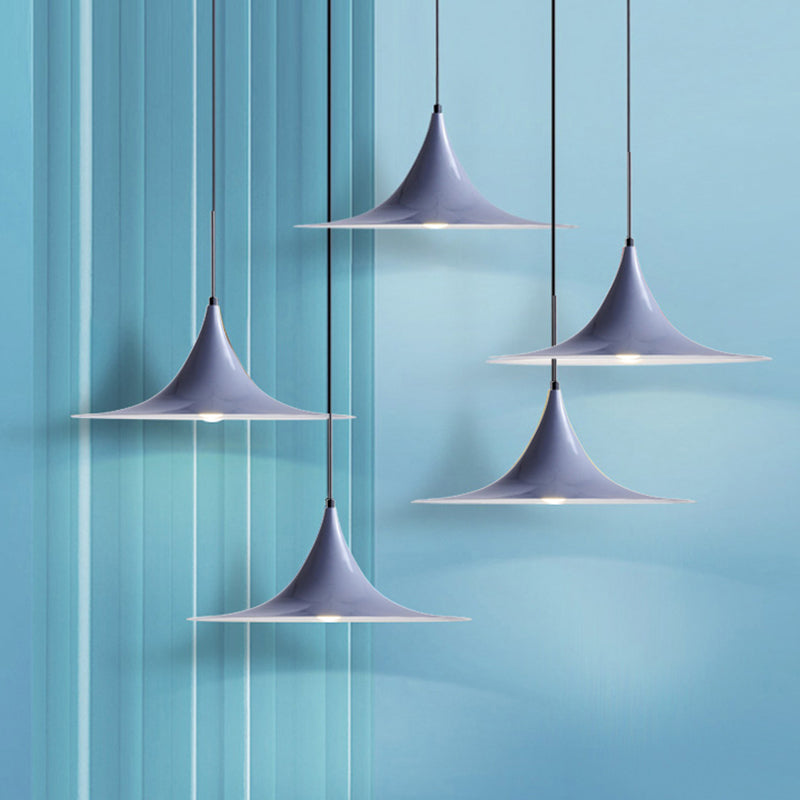 Sofia - 16/19W Trumpet Pendant Lighting Simplicity Metal 1 Light Black/Grey/White Hanging Grey / 16
