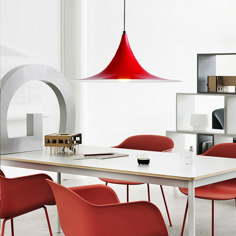 Sofia - 16/19W Trumpet Pendant Lighting Simplicity Metal 1 Light Black/Grey/White Hanging Red / 16