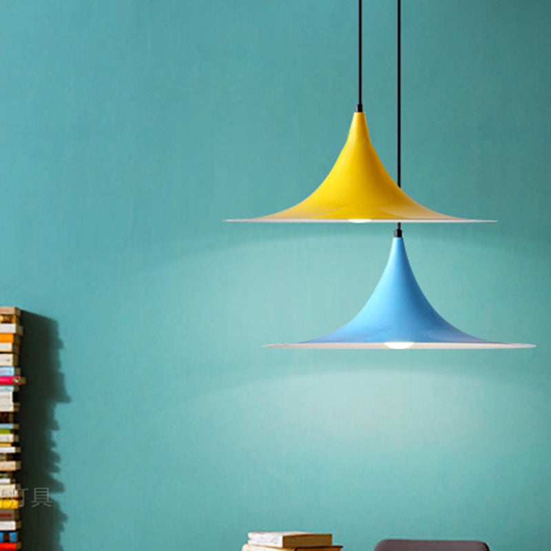 Sofia - 16/19W Trumpet Pendant Lighting Simplicity Metal 1 Light Black/Grey/White Hanging