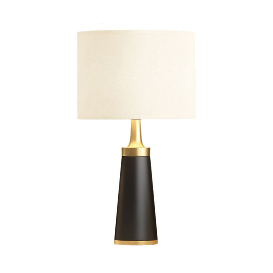 Sofia - Modern White Fabric Cylindrical Night Light Metal Base