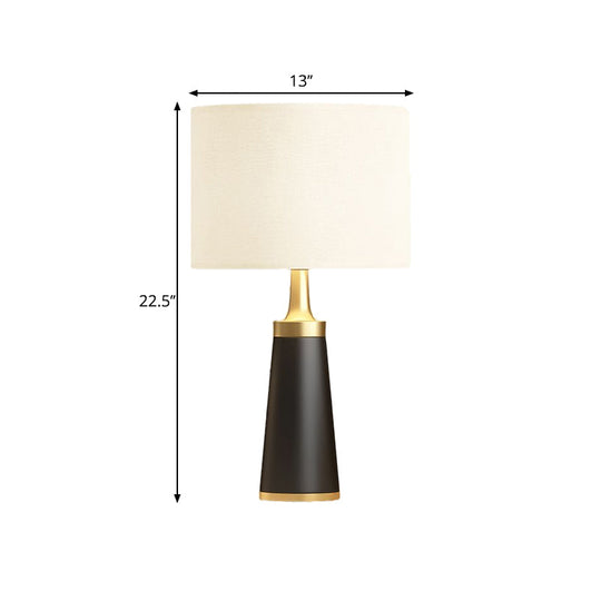 Sofia - Modern White Fabric Cylindrical Night Light Metal Base