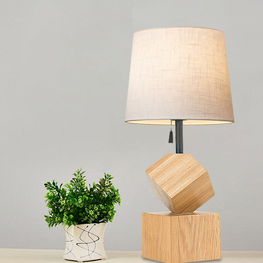 Raelynn - Beige/Brown Barrel Nightstand Lamp Beige