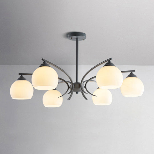 Grace - Opal Sphere Shade Living Room Chandelier Glass 6/8 Lights Macaron Stylish
