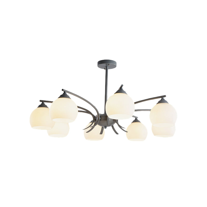 Grace - Opal Sphere Shade Living Room Chandelier Glass 6/8 Lights Macaron Stylish