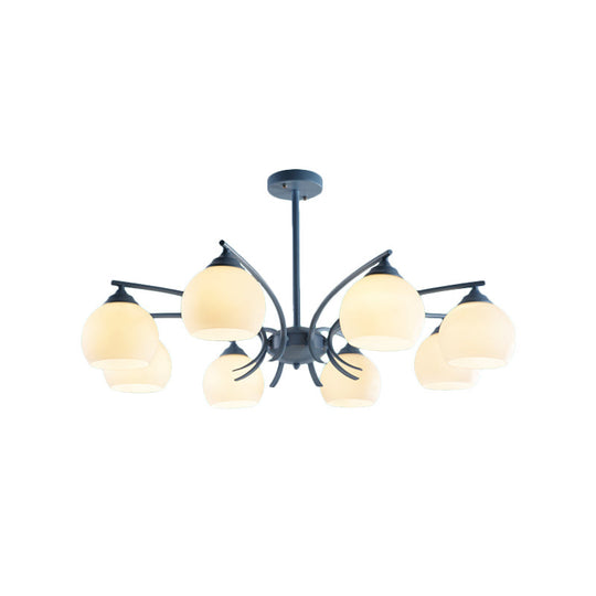 Grace - Opal Sphere Shade Living Room Chandelier Glass 6/8 Lights Macaron Stylish