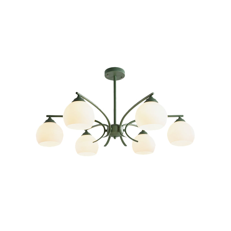Grace - Opal Sphere Shade Living Room Chandelier Glass 6/8 Lights Macaron Stylish