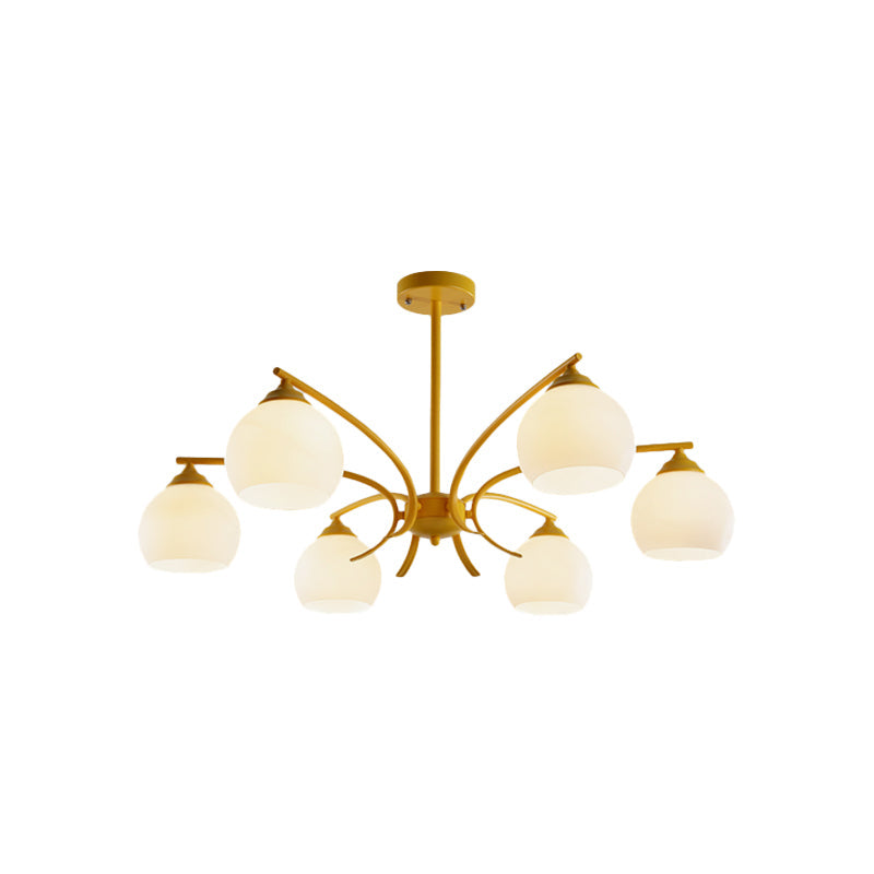 Grace - Opal Sphere Shade Living Room Chandelier Glass 6/8 Lights Macaron Stylish