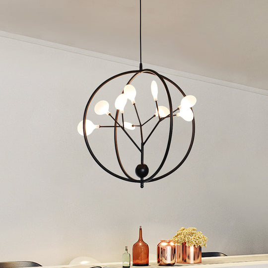 Caph - Slim Thin Swig Hallway Boutique Chandelier Metal 9 Lights Creative G9 Pendant Lighting Black