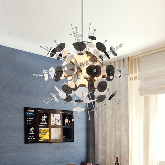 Valã©Rie - Modern Multi Head Sphere Chandelier Style Metal Hanging Light In Black/Gold With Small