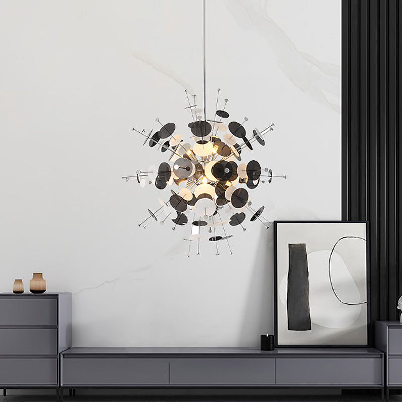 Valã©Rie - Modern Multi Head Sphere Chandelier Style Metal Hanging Light In Black/Gold With Small
