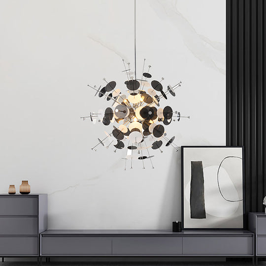 Valã©Rie - Modern Multi Head Sphere Chandelier Style Metal Hanging Light In Black/Gold With Small