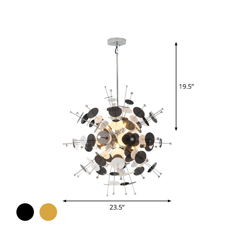Valã©Rie - Modern Multi Head Sphere Chandelier Style Metal Hanging Light In Black/Gold With Small