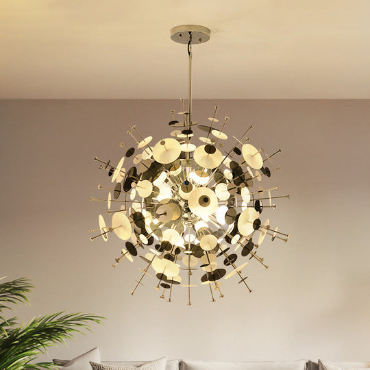 Valã©Rie - Modern Multi Head Sphere Chandelier Style Metal Hanging Light In Black/Gold With Small