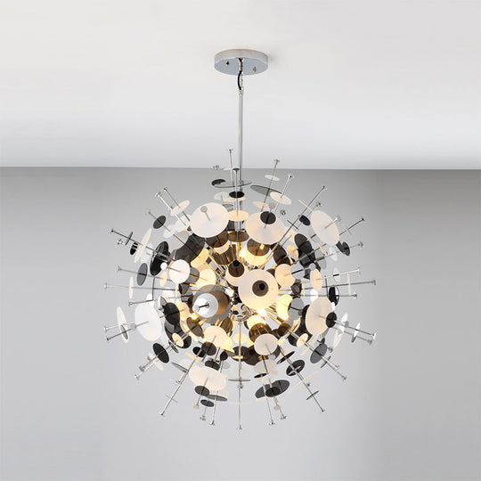 Valã©Rie - Modern Multi Head Sphere Chandelier Style Metal Hanging Light In Black/Gold With Small