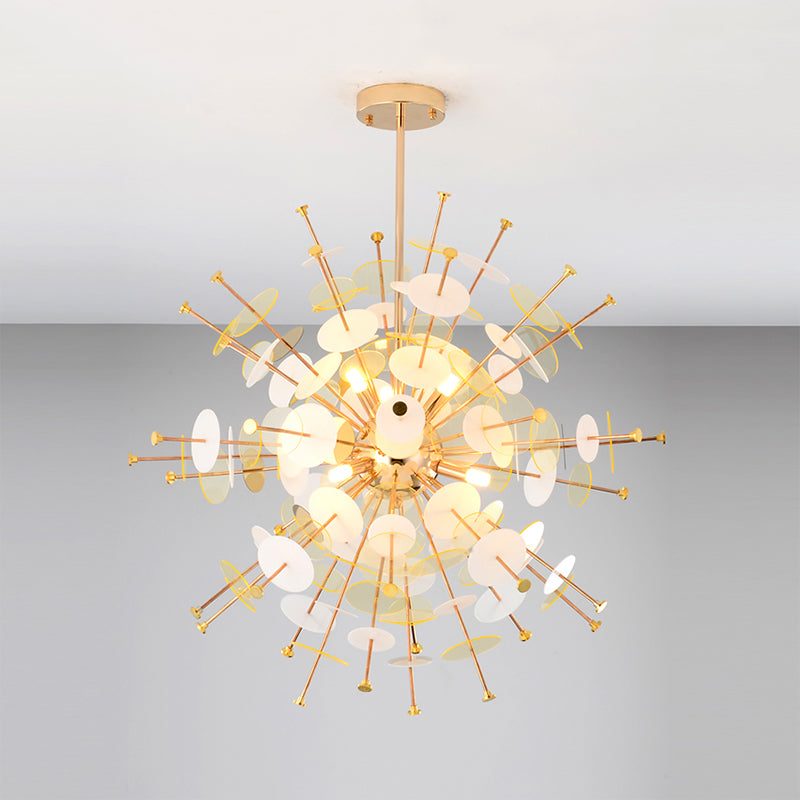 Valã©Rie - Modern Multi Head Sphere Chandelier Style Metal Hanging Light In Black/Gold With Small