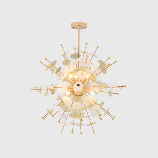 Valã©Rie - Modern Multi Head Sphere Chandelier Style Metal Hanging Light In Black/Gold With Small