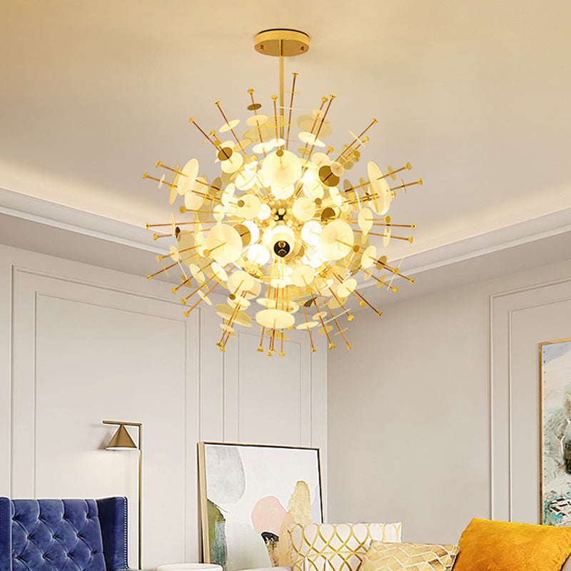 Valã©Rie - Modern Multi Head Sphere Chandelier Style Metal Hanging Light In Black/Gold With Small