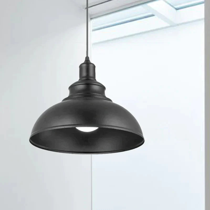 Vintage Style Metallic Black Hanging Light Dome Pendant Lamp