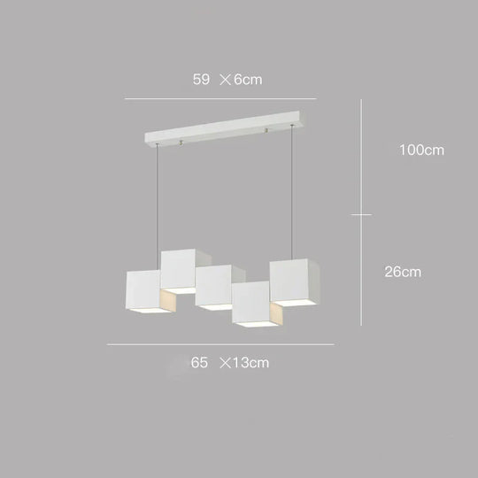 Simple Modern Bar Table Lamp Office Chandelier Designer Creative Geometric Dining Room White / 5