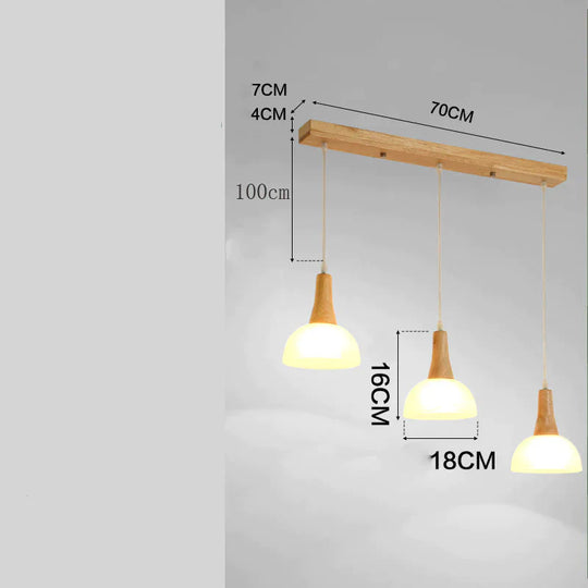 Nordic Restaurant Small Chandelier Solid Wood Creative Personality Single Head Three Bedside Bar
