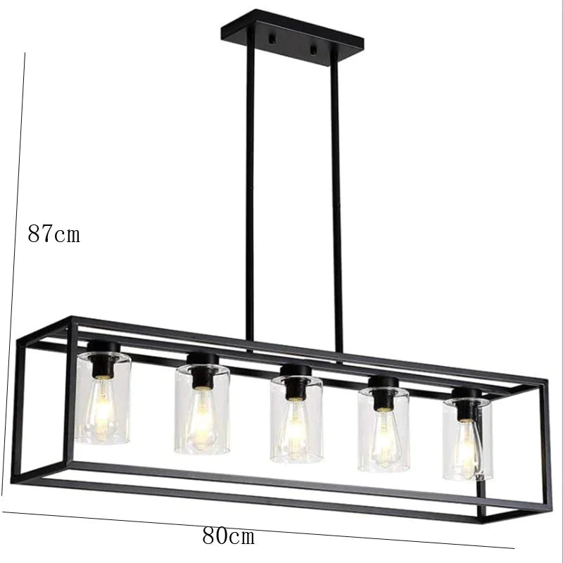 Rectangular Chandelier Dining Table Lamp Creative Simplicity Bar Living Room Marble Glass Downward