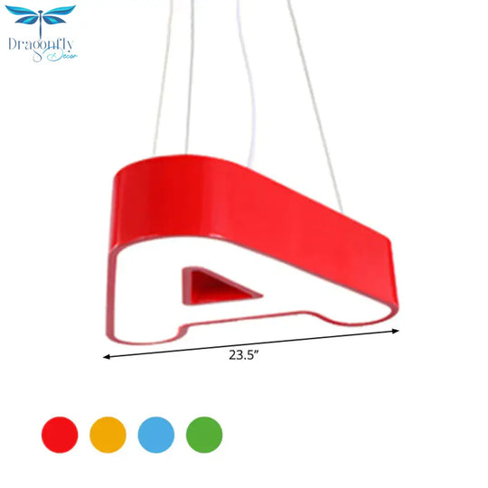 18’/23.5’ Wide Alphabet Flush Mount Lighting Kids Metal Red/Blue/Green Led Ceiling Light