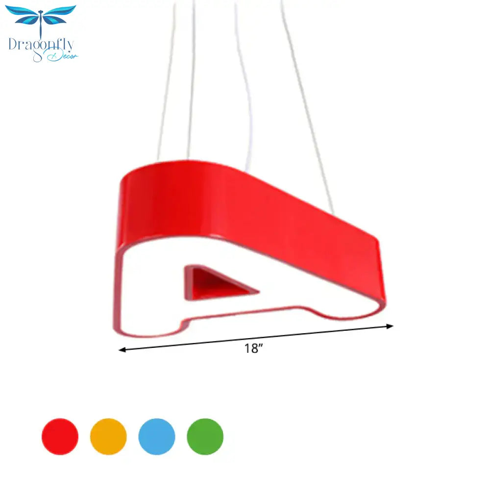 18’/23.5’ Wide Alphabet Flush Mount Lighting Kids Metal Red/Blue/Green Led Ceiling Light