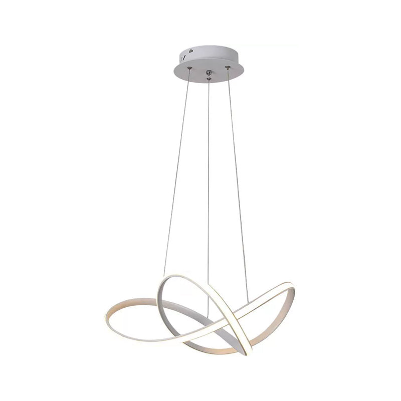 Contemporary Led Chandelier Black/White Ceiling Lamp With Metallic Shade In Warm/White Light