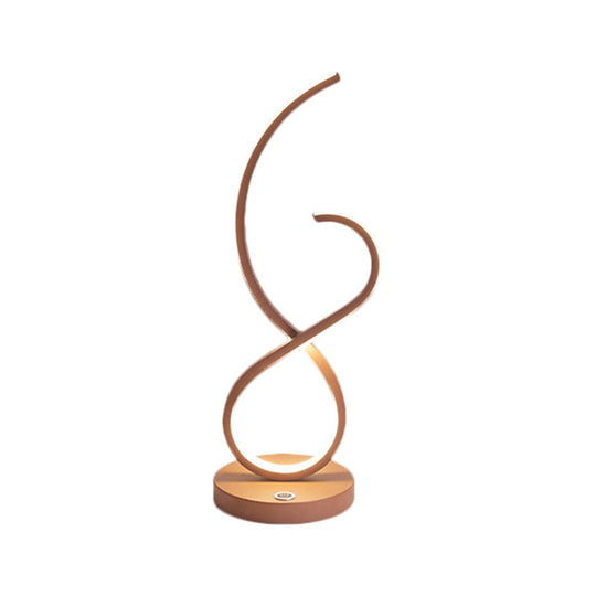 Simona - Coffee Metallic Linear Table Lamp: Minimalist Led Nightstand Lighting