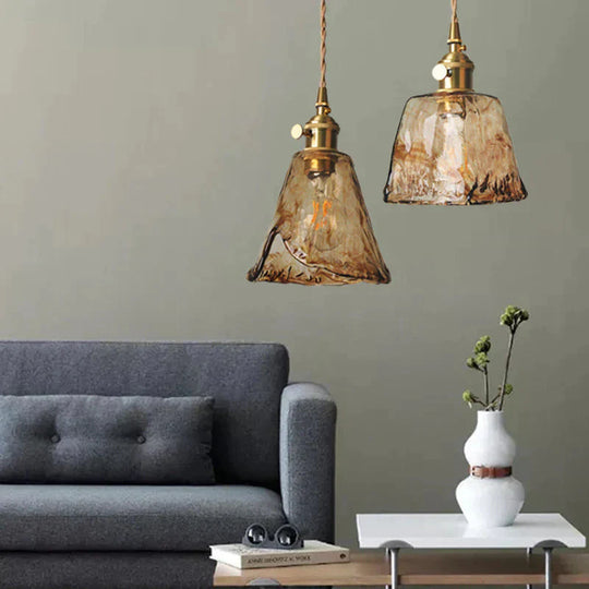 Retro Brass Chandelier Restaurant Glass Lamp Artistic Creativity Personalized Industrial Wind