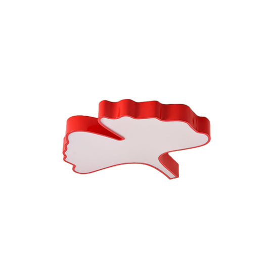 Cheerful Ginkgo Leaf Flush Mount Light Fixture In Red For Kids’ Room With Led Acrylic Close To