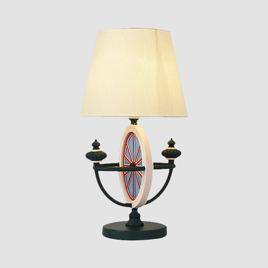 Alessia - Modern Black/Blue Barrel Nightstand Light Nordic Style 1 Head Fabric Desk Lamp With