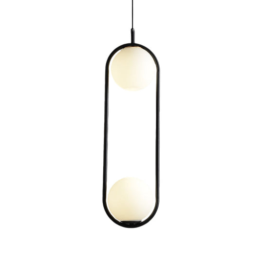 Lara - Modern Globe Pendant Lighting White Glass 1/2 Lights Black/Gold Hanging Ceiling Lamp For