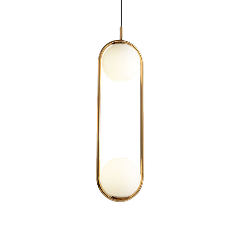 Lara - Modern Globe Pendant Lighting White Glass 1/2 Lights Black/Gold Hanging Ceiling Lamp For