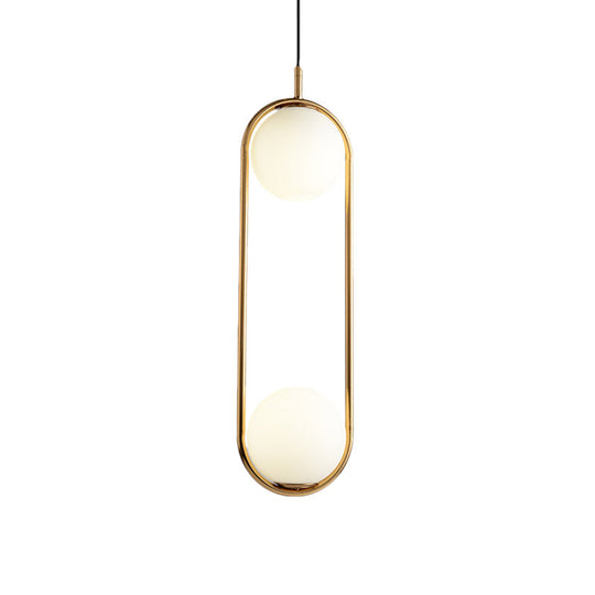 Lara - Modern Globe Pendant Lighting White Glass 1/2 Lights Black/Gold Hanging Ceiling Lamp For