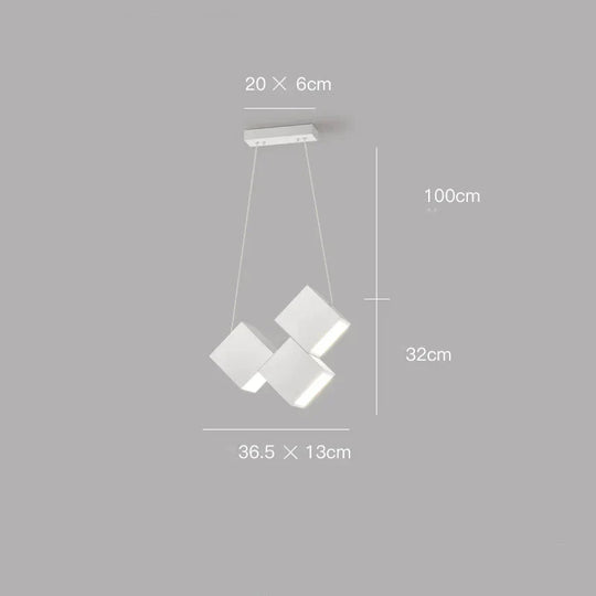 Simple Modern Bar Table Lamp Office Chandelier Designer Creative Geometric Dining Room White / 3
