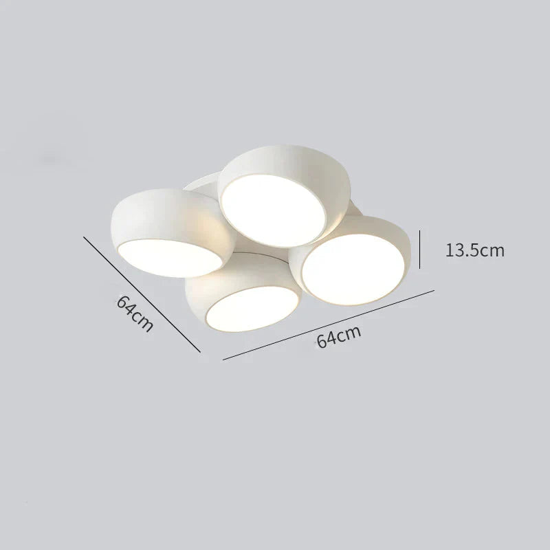 Simple Modern Atmosphere Living Room Bedroom Ceiling Lamp White / 4 Heads Tri - Color Light