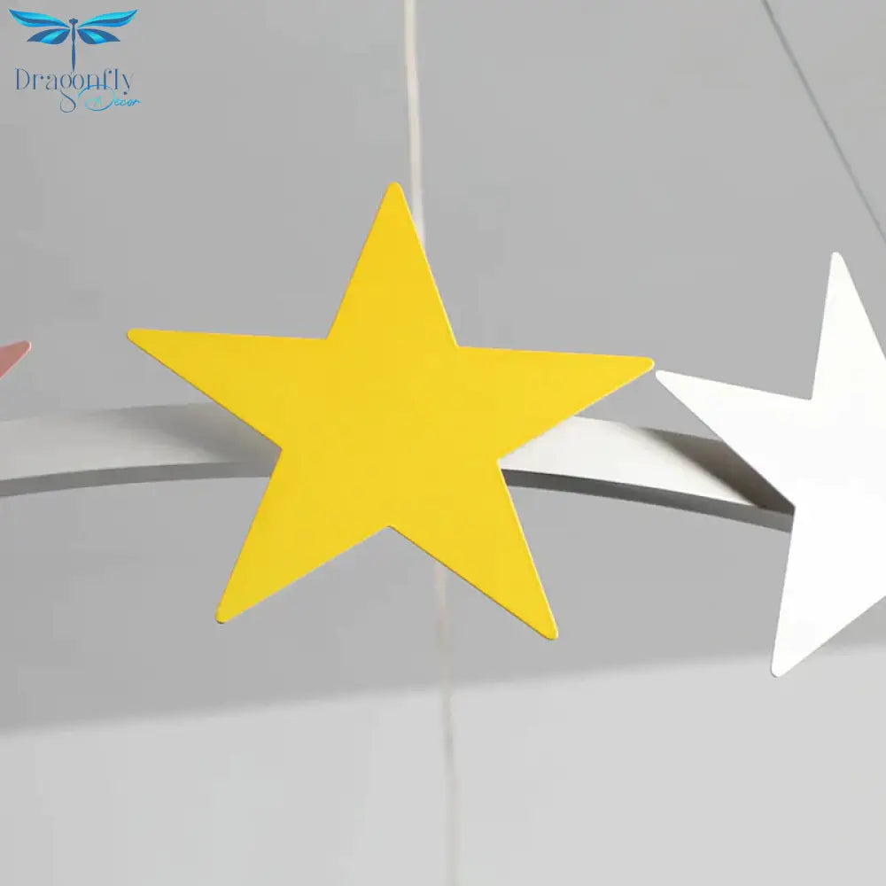 19.5’/23.5’ Dia Metal Ring Chandelier Light With Star Decoration Cartoon Led Suspension In