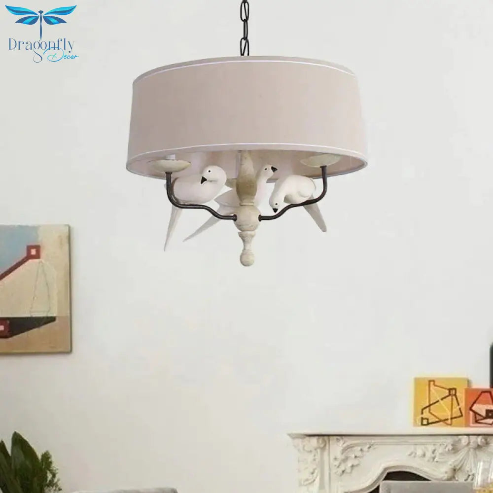 19.5’/23.5’ Wide Round Hanging Pendant Light Nordic Fabric 3 Heads Flaxen Chandelier Lighting