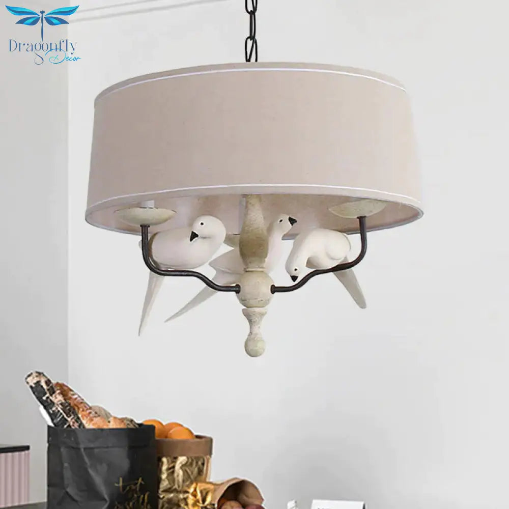 19.5’/23.5’ Wide Round Hanging Pendant Light Nordic Fabric 3 Heads Flaxen Chandelier Lighting