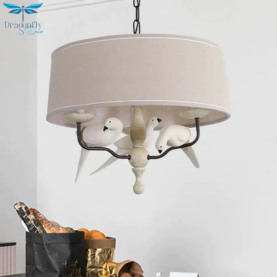 19.5’/23.5’ Wide Round Hanging Pendant Light Nordic Fabric 3 Heads Flaxen Chandelier Lighting