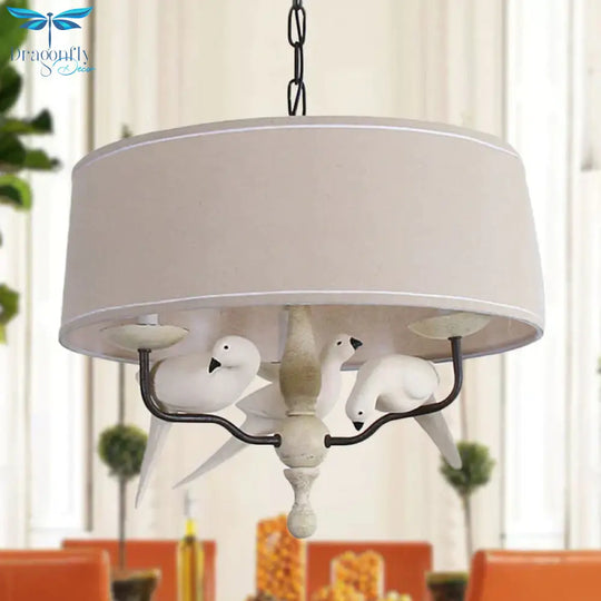 19.5’/23.5’ Wide Round Hanging Pendant Light Nordic Fabric 3 Heads Flaxen Chandelier Lighting