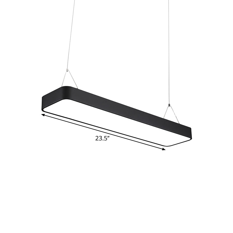 Gianfar - Office Led Hanging Pendant Modern Black Suspension Lighting With Rectangle Acrylic Shade