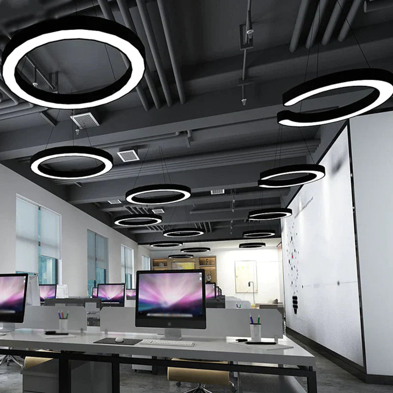 Circular Led Pendant Light In Black Lights