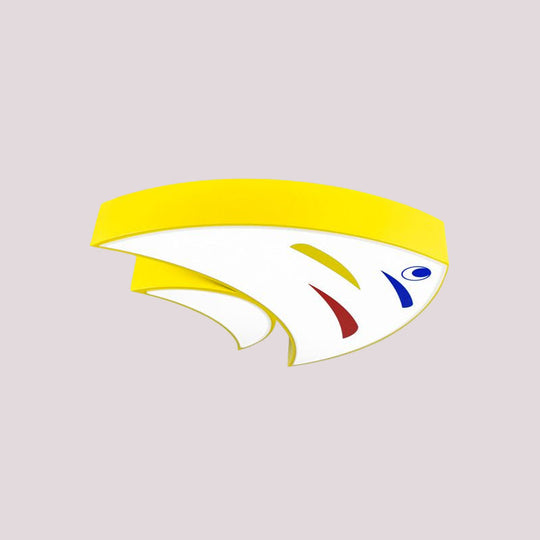 Underwater Adventure Led Flush Mount Lamp - Colorful Acrylic Tropical Fish Design For Children’s