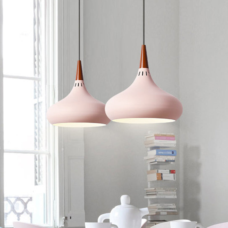 Mirella - Macaron Onion Pendant Lighting Fixture Aluminum Single Green/White/Gold Hanging Ceiling